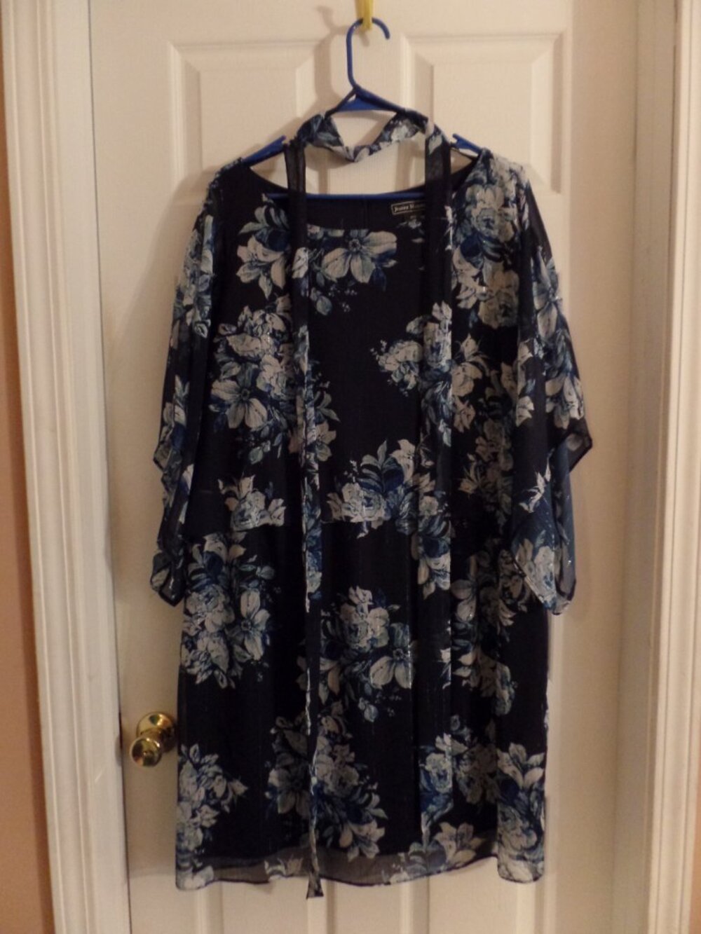 NWoT Jessica Howard 20W 20 Navy Floral Wedding Guest Dress w/Silver Metallic 18